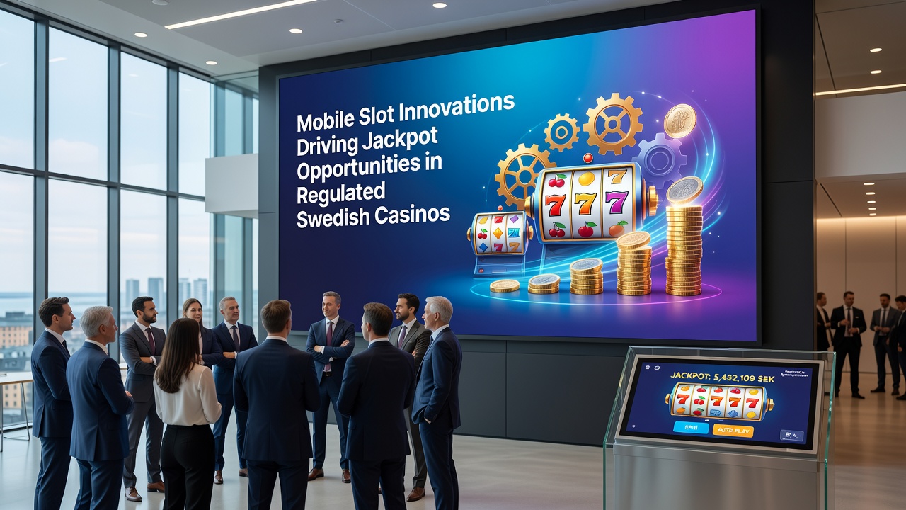 Close-up of a regulated Swedish casino mobile app displaying a live progressive jackpot counter with secure connection indicators